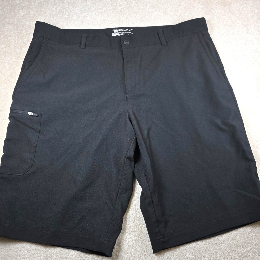 Nike Golf Shorts Mens 38 Black Stretch Flat Front Classic Dri-Fit Cargo Style